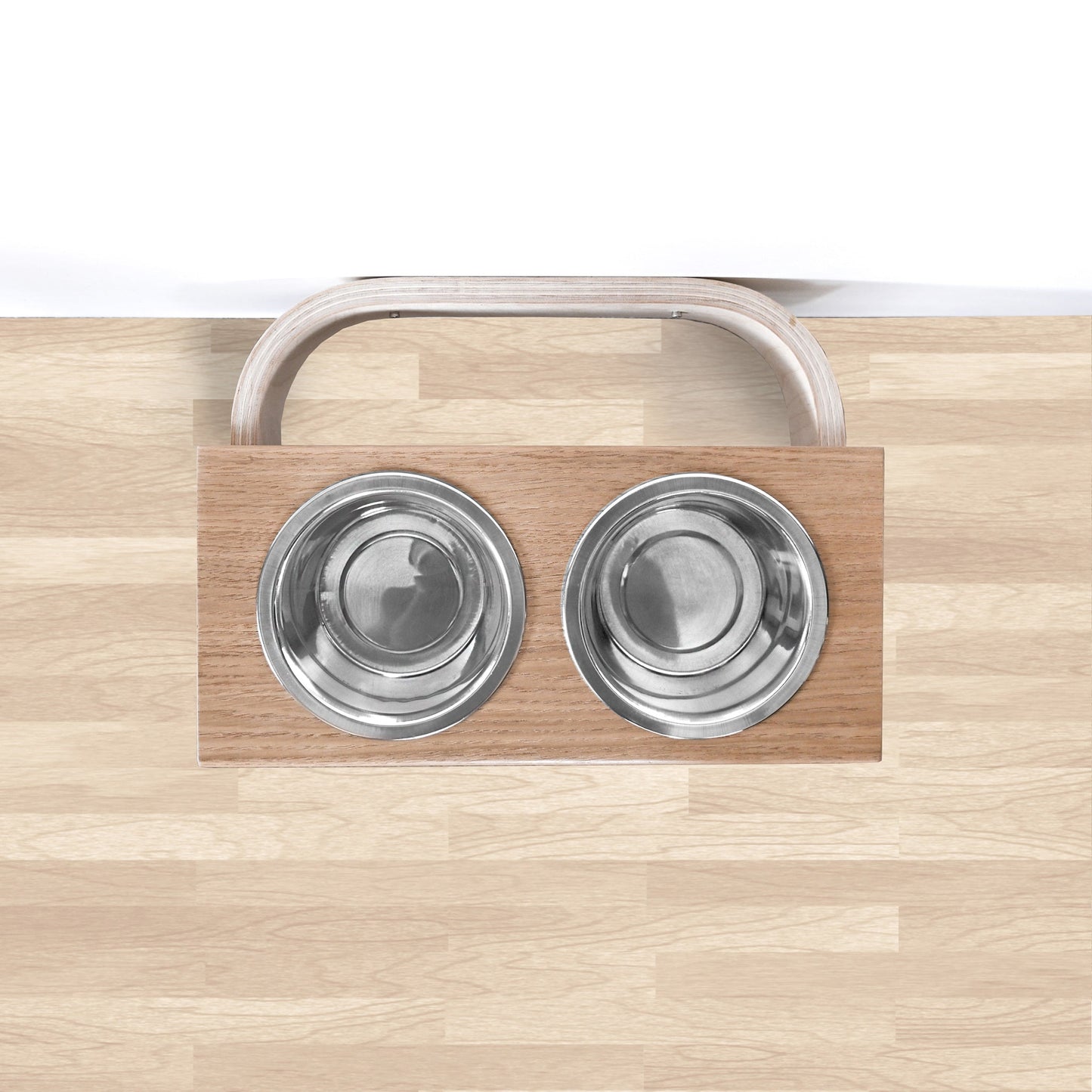 Floating Wooden Raised Food Stand, Medium Dog Feeding Station, Hanging Pet Bowls